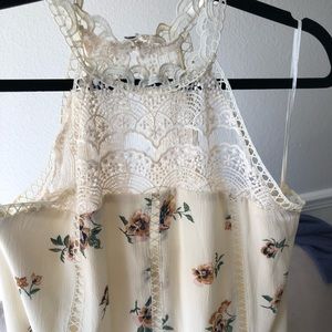Lace Halter Neck Floral Dress